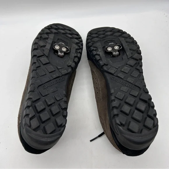 Shimano Spin Shoes SH-MT21 Womens Spinning Brown Black Suede GC - Picture 4 of 16